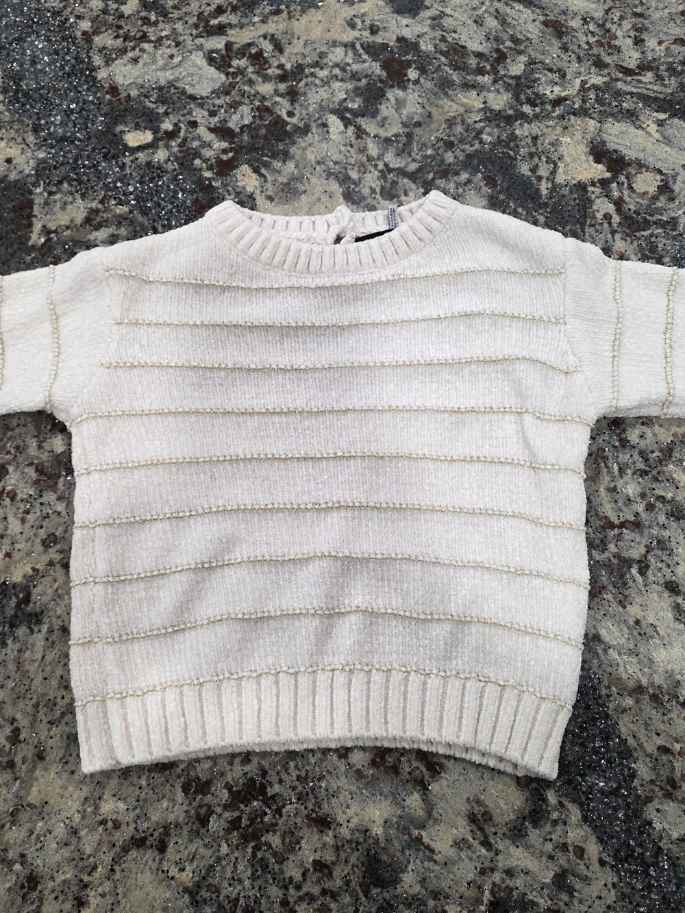 DKNY Cream Knit Stripe Pullover - Kids
